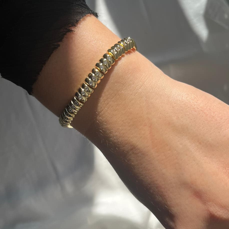 14K Zirkon taşlı kombin bileklik 