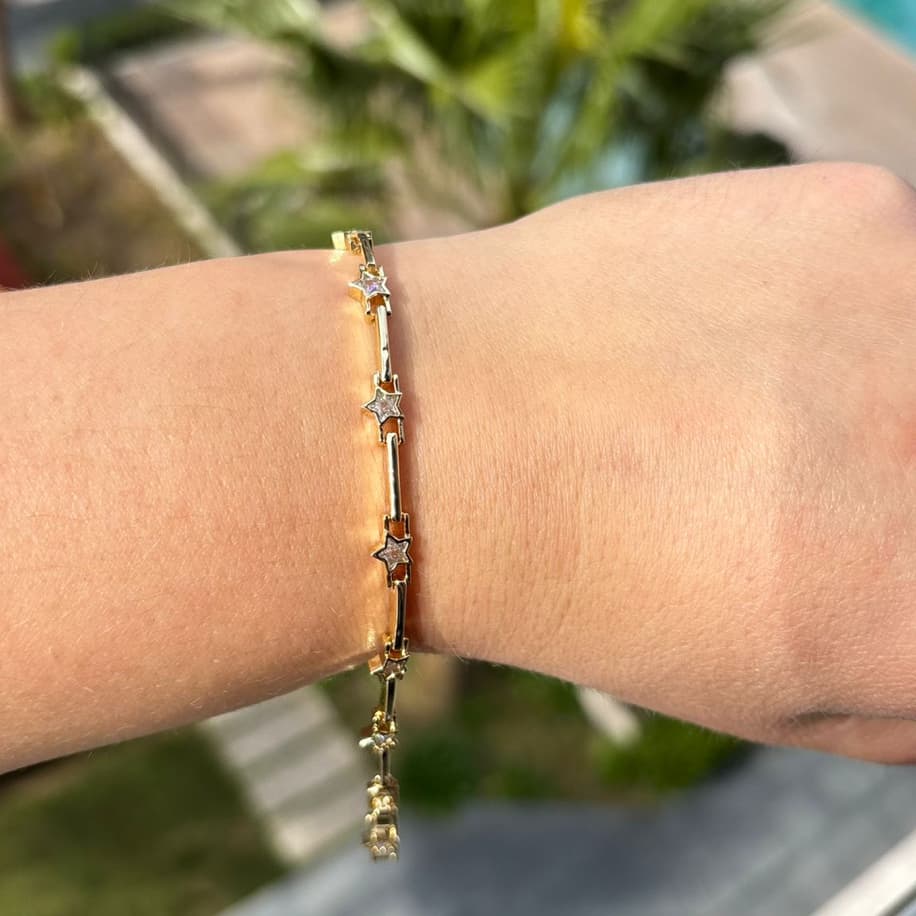 Premium Zirkon Taşlı Yıldızlı Bileklik