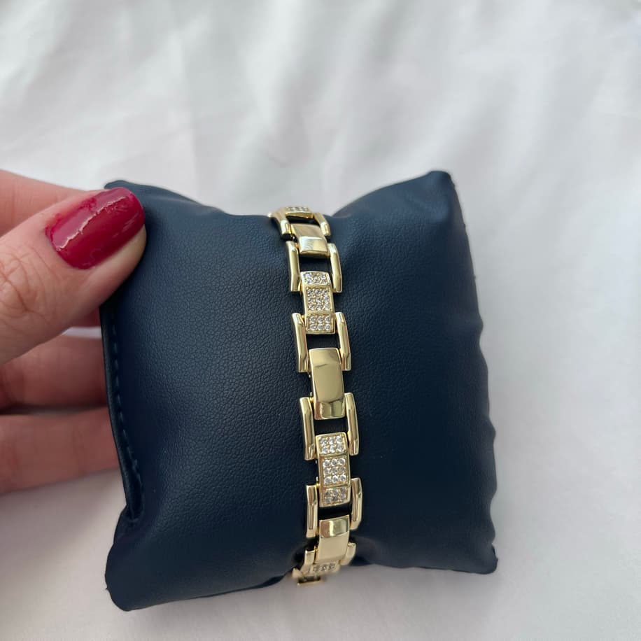 Zirkon Taşlı Zincir Bileklik