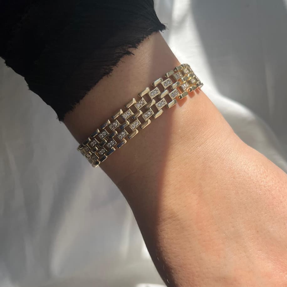 Premium Gold Taşlı Bileklik 