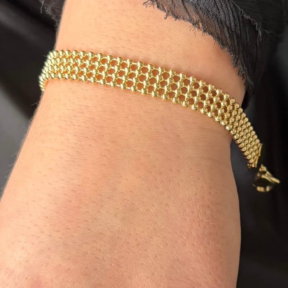 Premium Kalp Detaylı Gold Bileklik