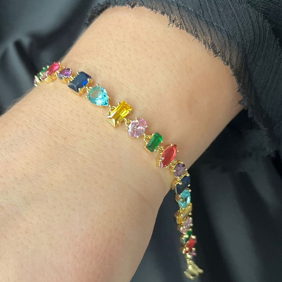 Premium Zirkon Renkli Taşlı Bileklik 