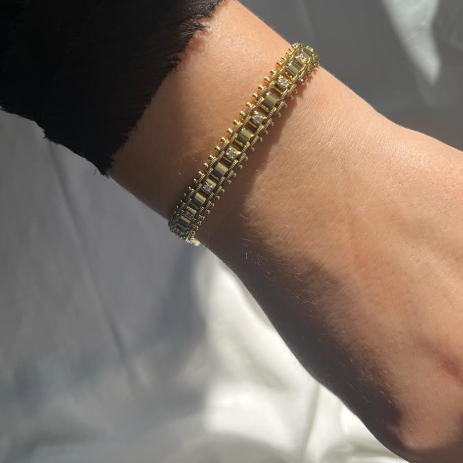 Premium Gold Taşlı Bileklik