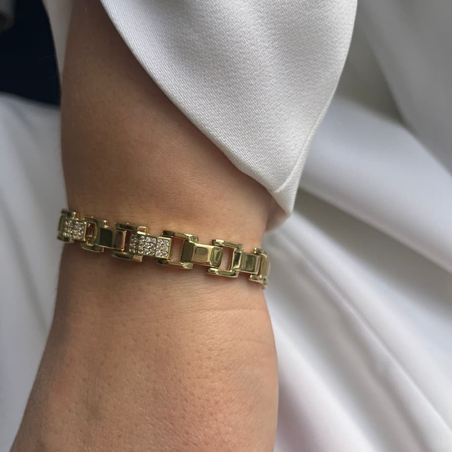 Premium Gold Zirkon Taşlı Bileklik