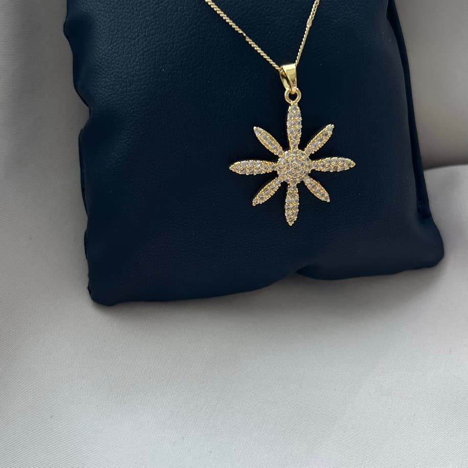 Taşlı Papatya Kolye