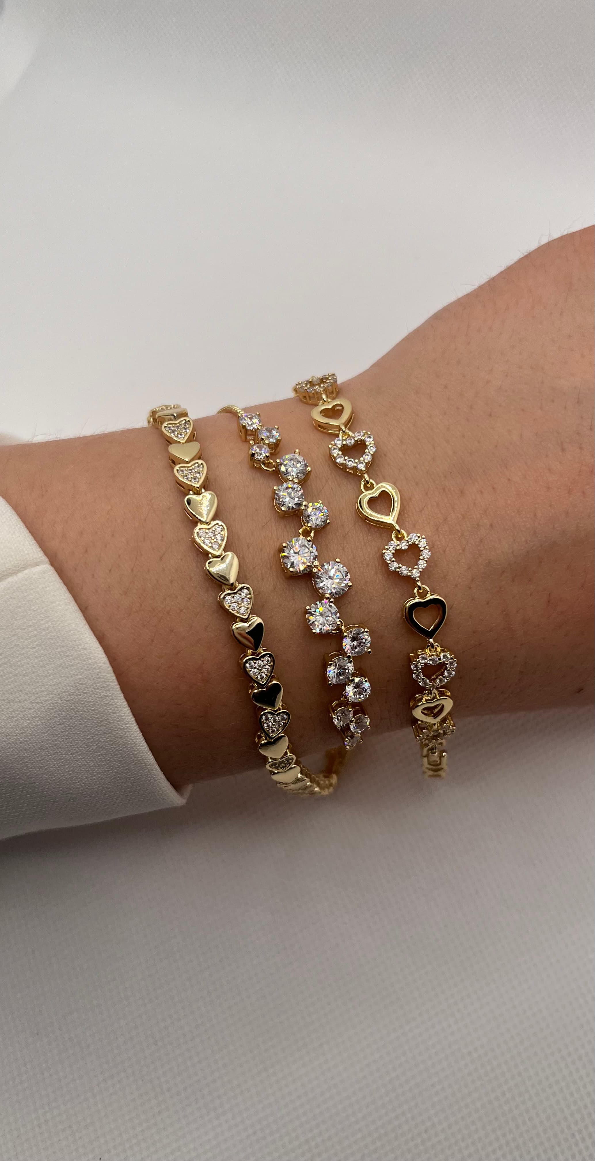 14K Zirkon Taşlı Kalp Kombin